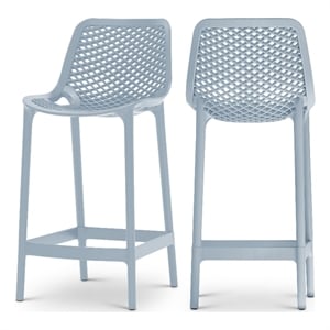 Meridian Furniture Mykonos Sky Blue Outdoor Patio Stool (Set of 4)