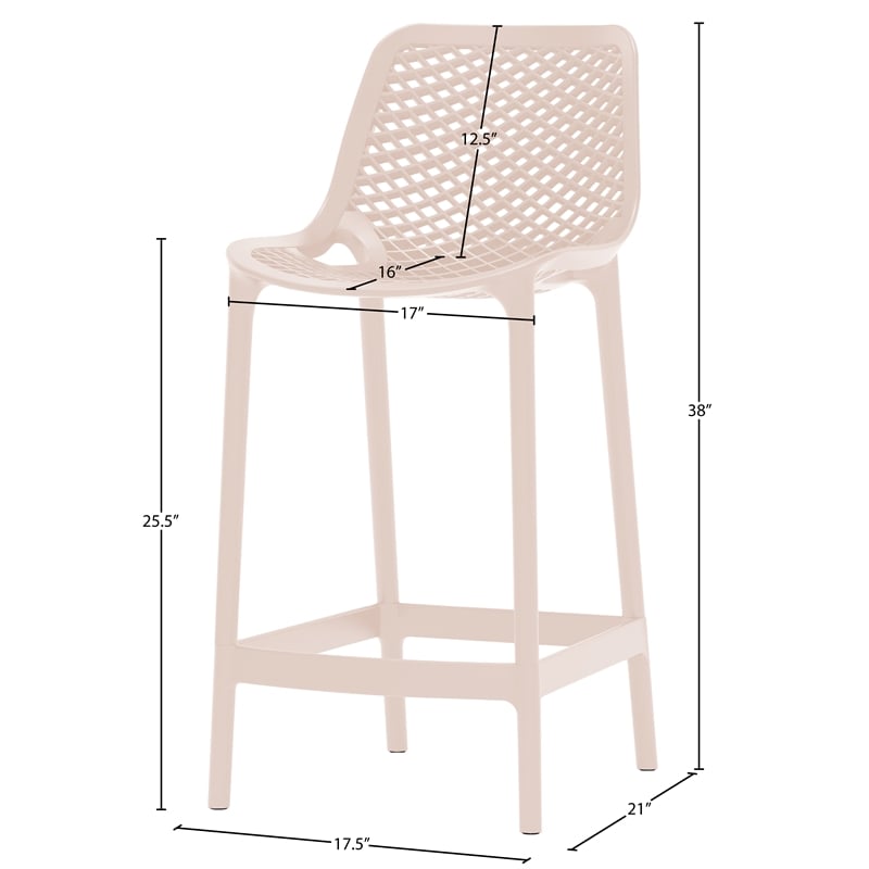 Meridian Furniture Mykonos Pink Outdoor Patio Stool (Set of 4)