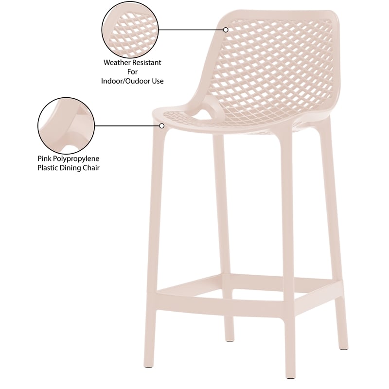 Meridian Furniture Mykonos Pink Outdoor Patio Stool (Set of 4)