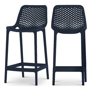 Meridian Furniture Mykonos Navy Outdoor Patio Stool (Set of 4)
