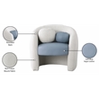 Meridian Furniture Acadia Cream Boucle Fabric / Blue Vegan Leather Accent Chair