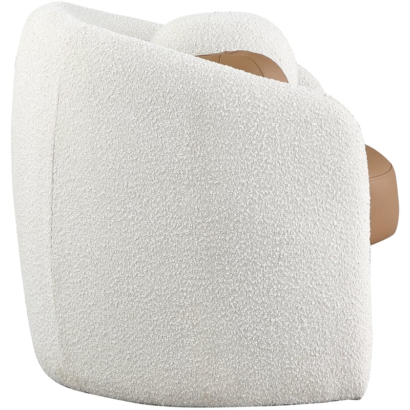 Meridian Furniture Acadia Cream Boucle / Cognac Vegan Leather Accent Chair