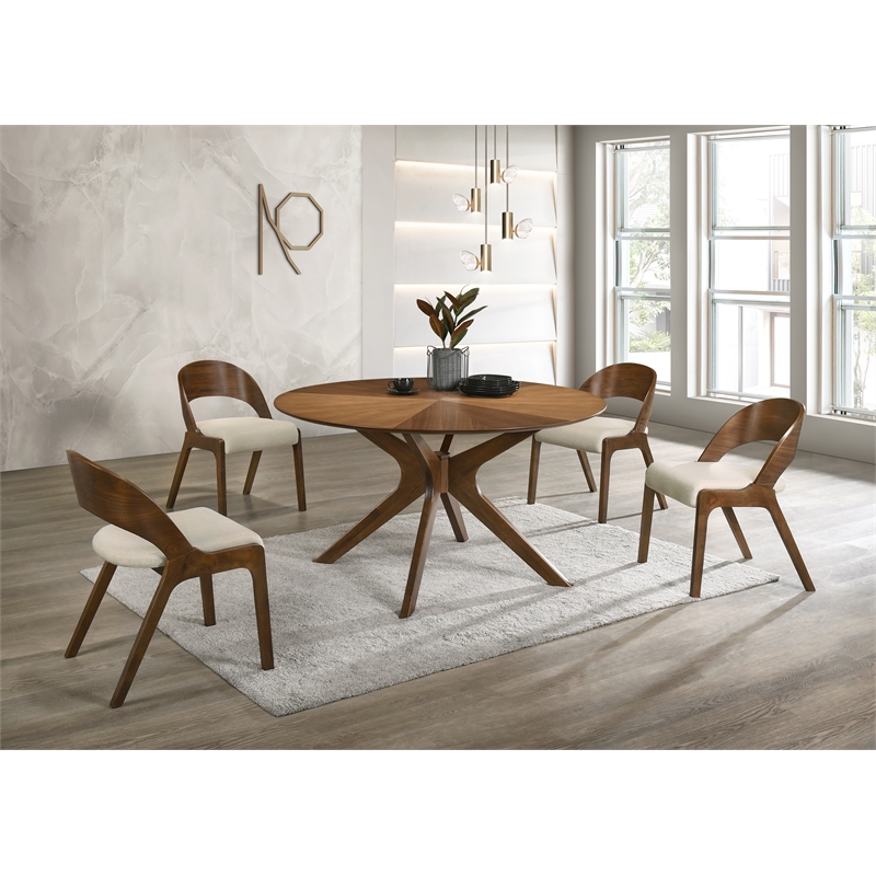 meridian furniture woodson rich walnut veneer dining table