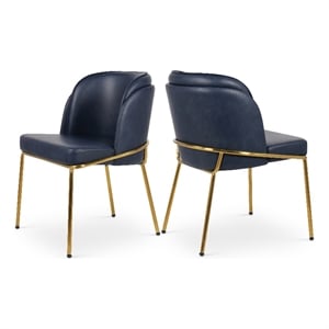 Meridian Furniture Jagger Navy Vegan Leather Dining Chair (Set of 2)