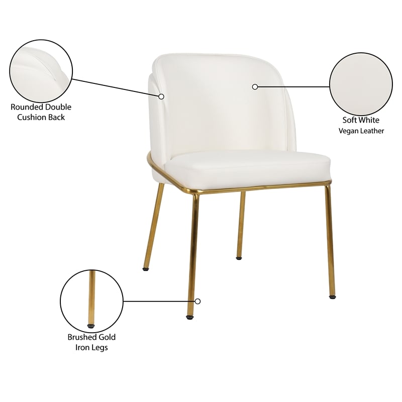 Meridian Furniture Jagger White Vegan Leather Dining Chair (Set of 2)