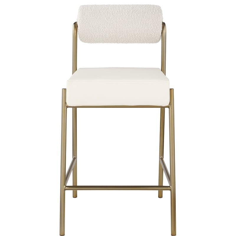 Meridian Furniture Carly Cream Vegan Leather / Boucle Counter Stool