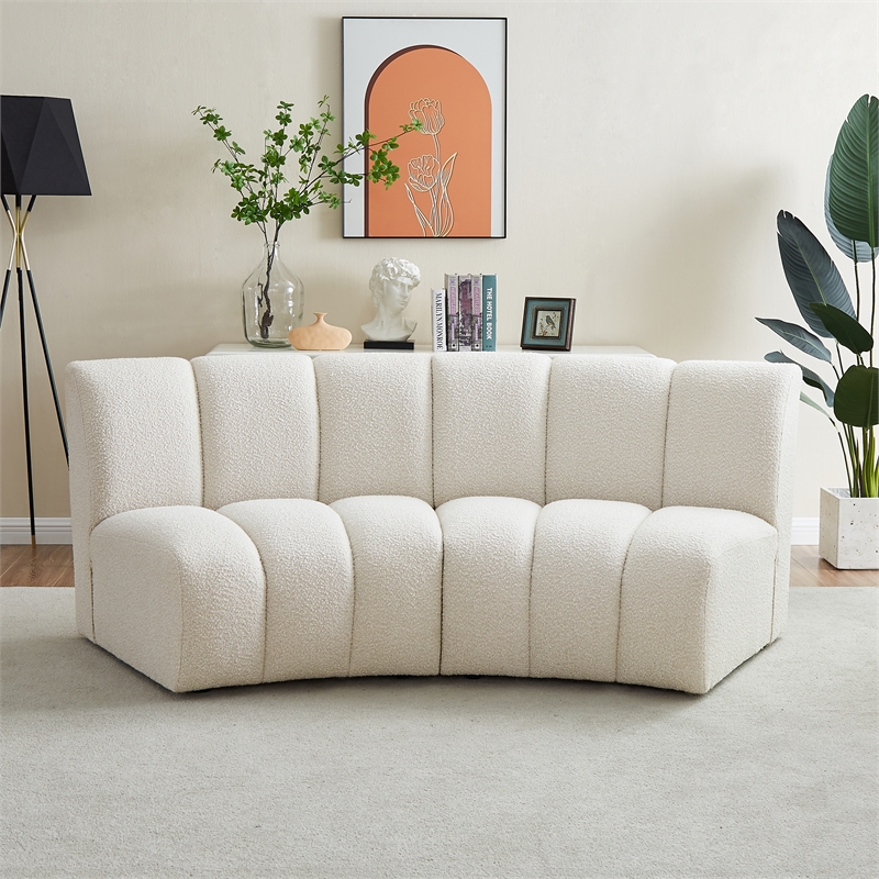 meridian furniture infinity cream boucle fabric 2pc. modular sectional