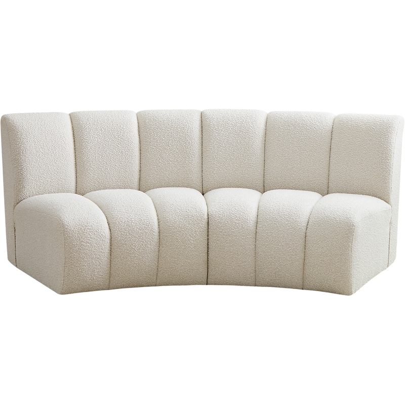 meridian furniture infinity cream boucle fabric 2pc. modular sectional
