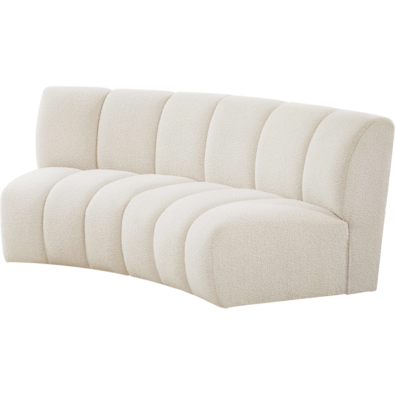 meridian furniture infinity cream boucle fabric 2pc. modular sectional