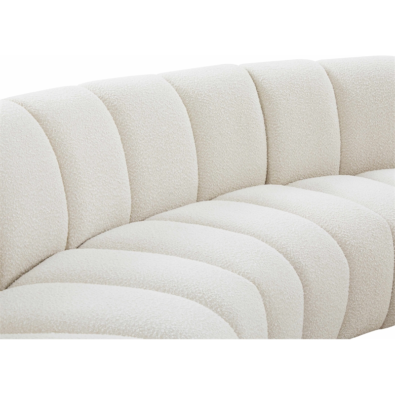 meridian furniture infinity cream boucle fabric 2pc. modular sectional
