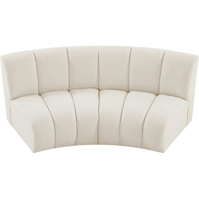 meridian furniture infinity cream boucle fabric 2pc. modular sectional
