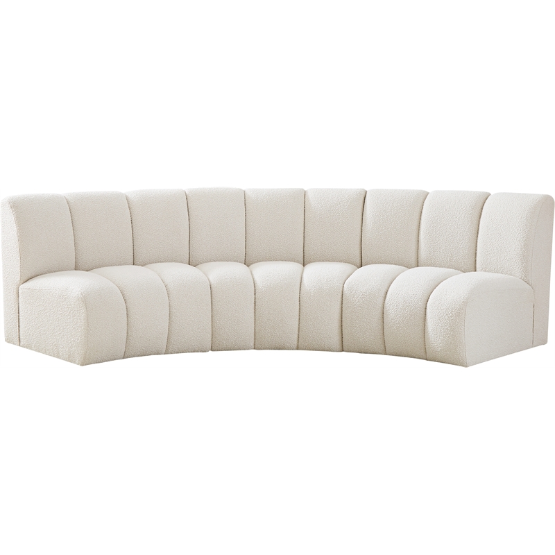 Meridian Furniture Infinity Cream Boucle Fabric 3pc. Modular Sectional