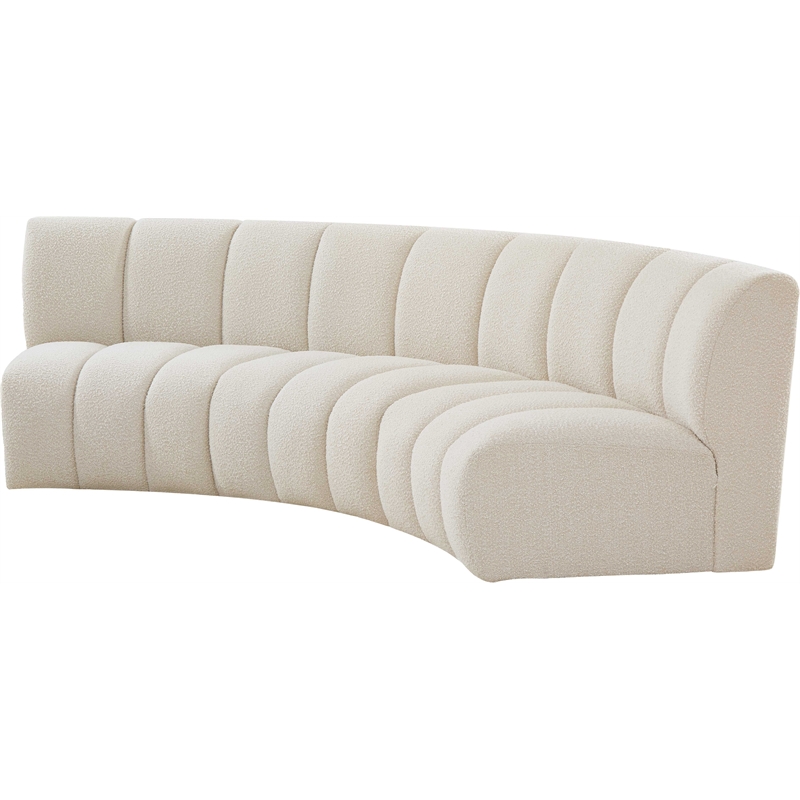 Meridian Furniture Infinity Cream Boucle Fabric 3pc. Modular Sectional