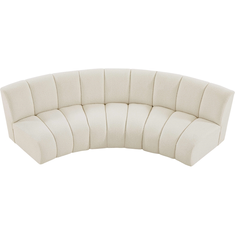 Meridian Furniture Infinity Cream Boucle Fabric 3pc. Modular Sectional