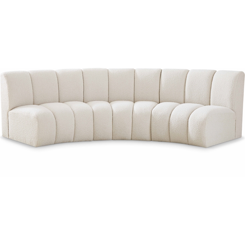 Meridian Furniture Infinity Cream Boucle Fabric 3pc. Modular Sectional