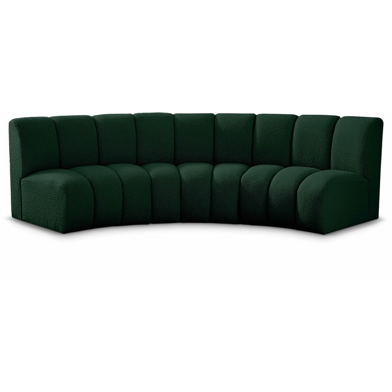 Meridian Furniture Infinity Green Boucle Fabric 3pc. Modular Sectional