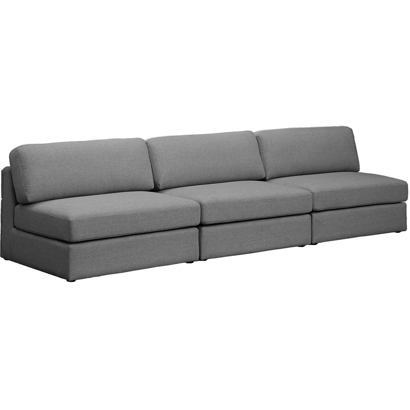 Meridian Furniture Beckham Grey Durable Linen Textured Fabric Modular Sofa