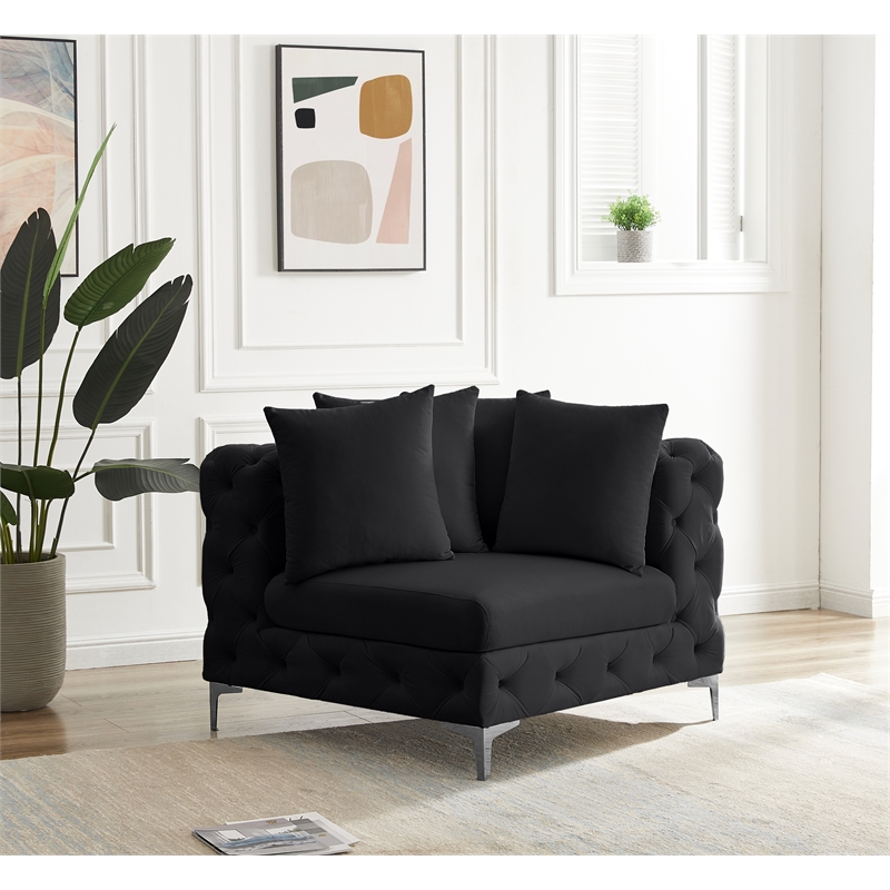 Meridian Furniture Tremblay Black Velvet Corner Chair