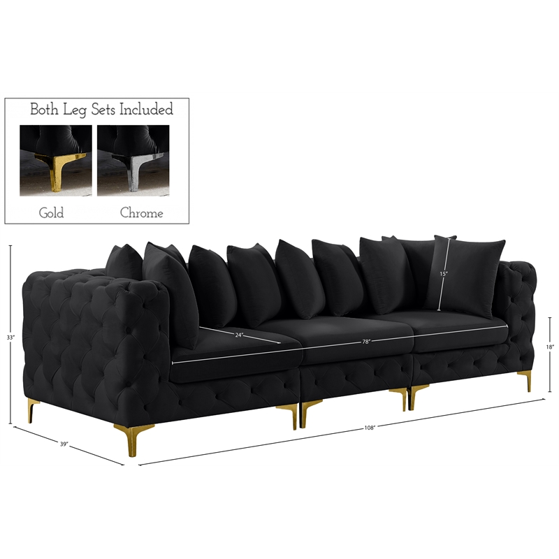 Meridian Furniture Tremblay Black Velvet Modular Sofa
