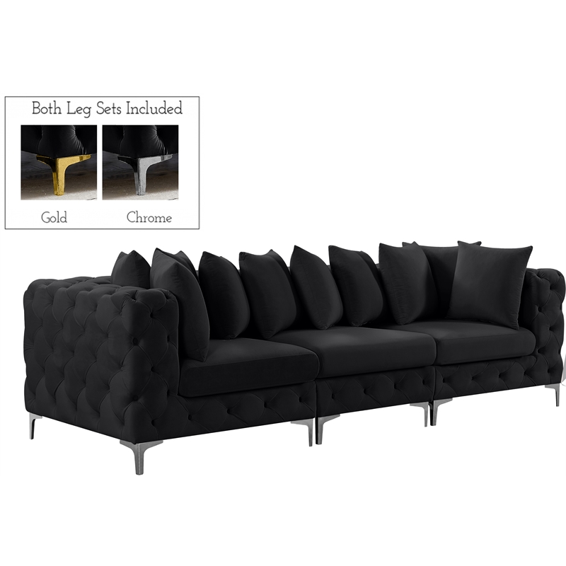Meridian Furniture Tremblay Black Velvet Modular Sofa