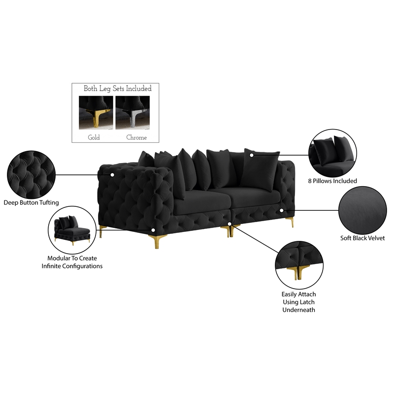 Meridian Furniture Tremblay Black Velvet Modular Sofa