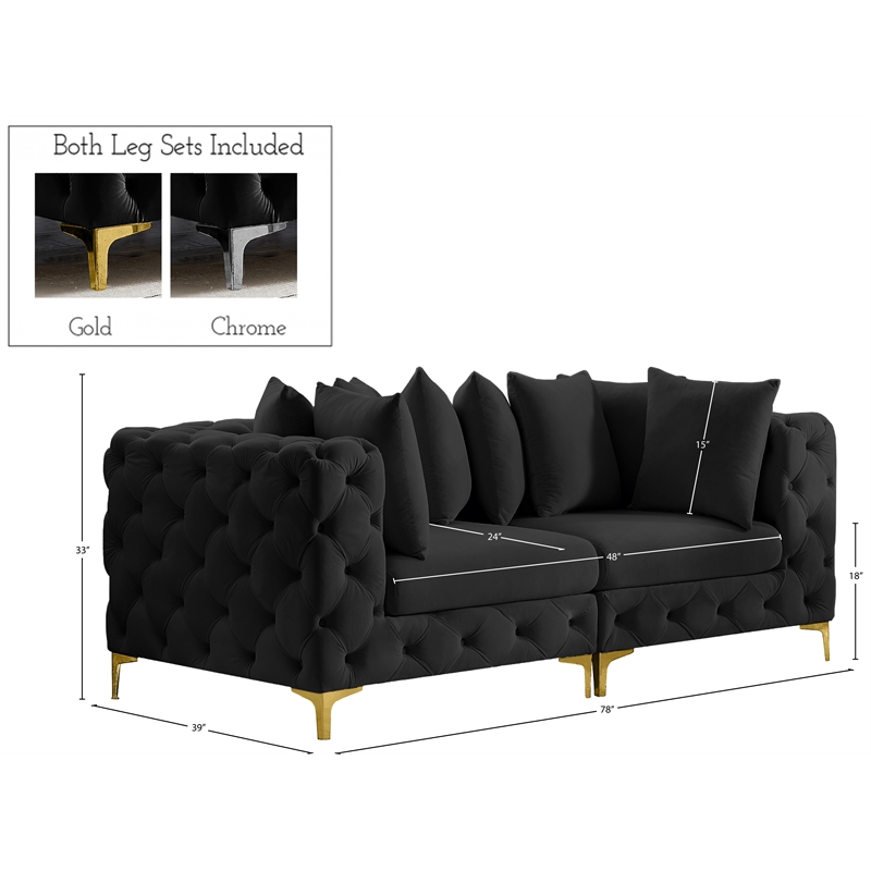 Meridian Furniture Tremblay Black Velvet Modular Sofa