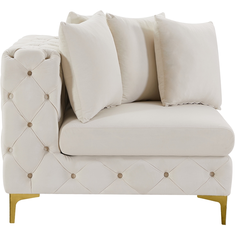 Meridian Furniture Tremblay Cream Velvet Corner Chair