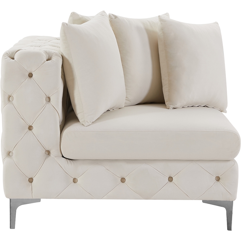 Meridian Furniture Tremblay Cream Velvet Corner Chair
