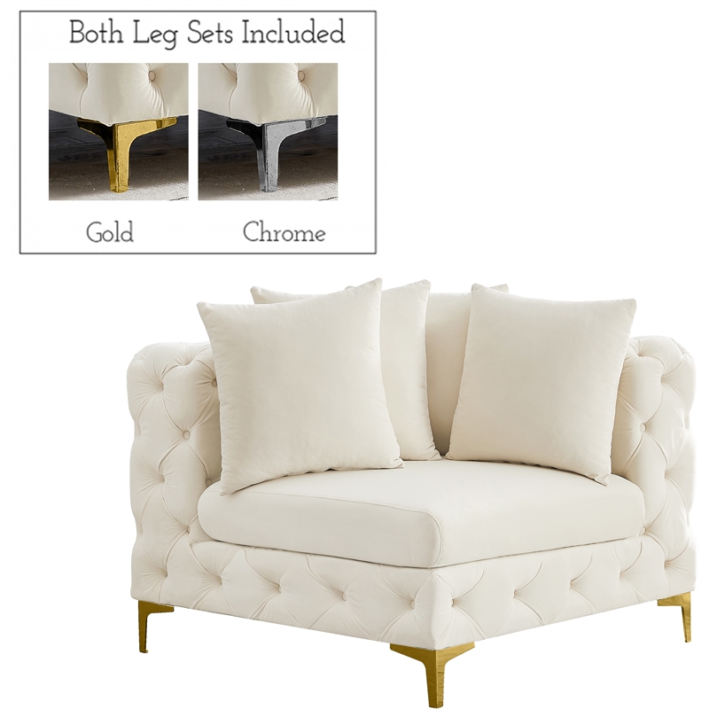 Meridian Furniture Tremblay Cream Velvet Corner Chair