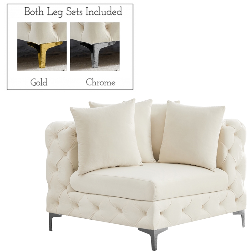 Meridian Furniture Tremblay Cream Velvet Corner Chair