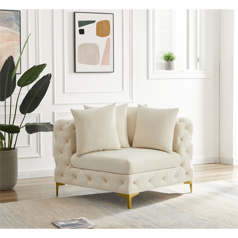Meridian Furniture Tremblay Cream Velvet Corner Chair