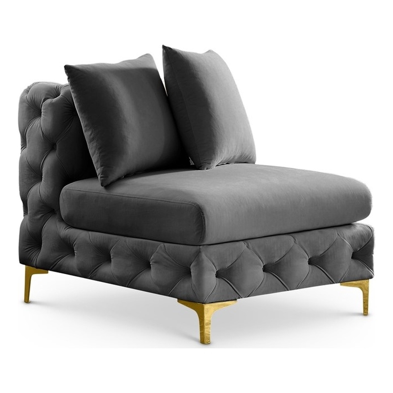 Meridian Furniture Tremblay Grey Velvet Armless Chair