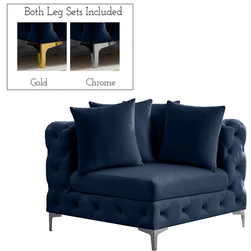 Meridian Furniture Tremblay Navy Velvet Corner Chair