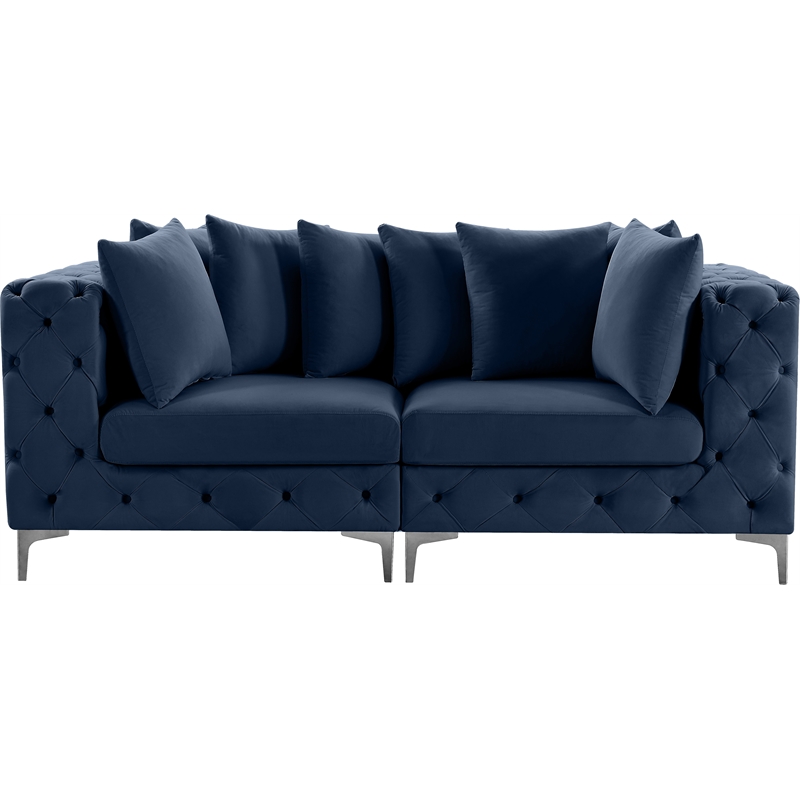 Meridian Furniture Tremblay Navy Velvet Modular Sofa