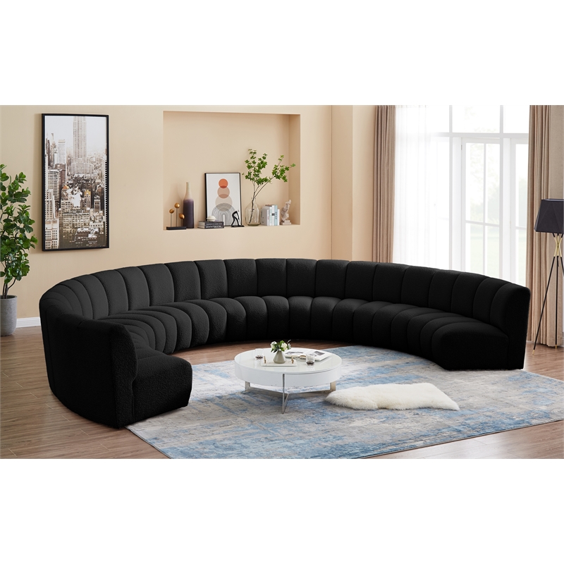 Meridian Furniture Infinity Black Boucle Fabric 8pc. Modular Sectional