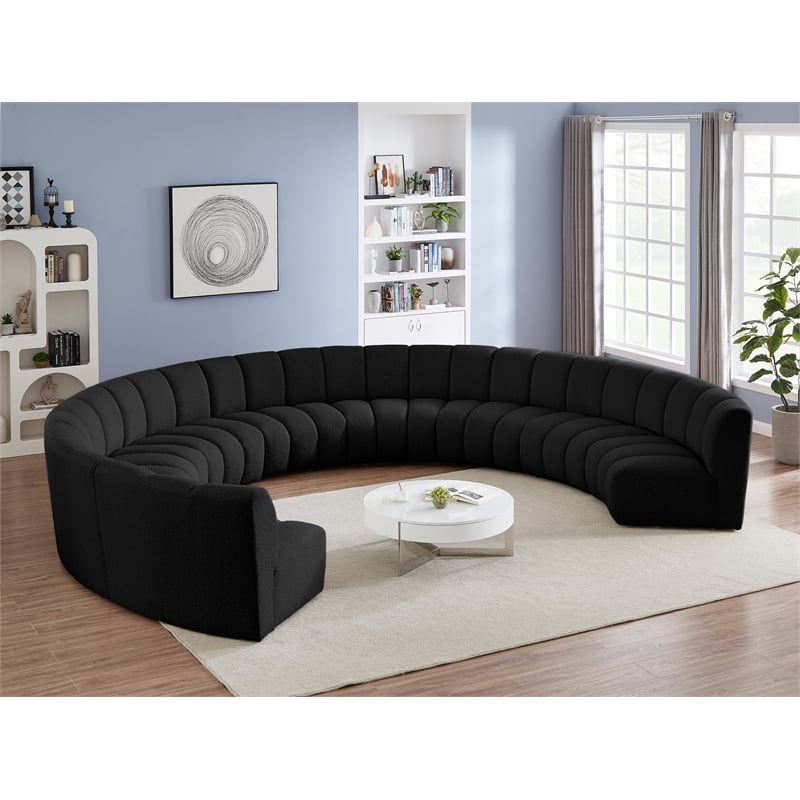 Meridian Furniture Infinity Black Boucle Fabric 9pc. Modular Sectional