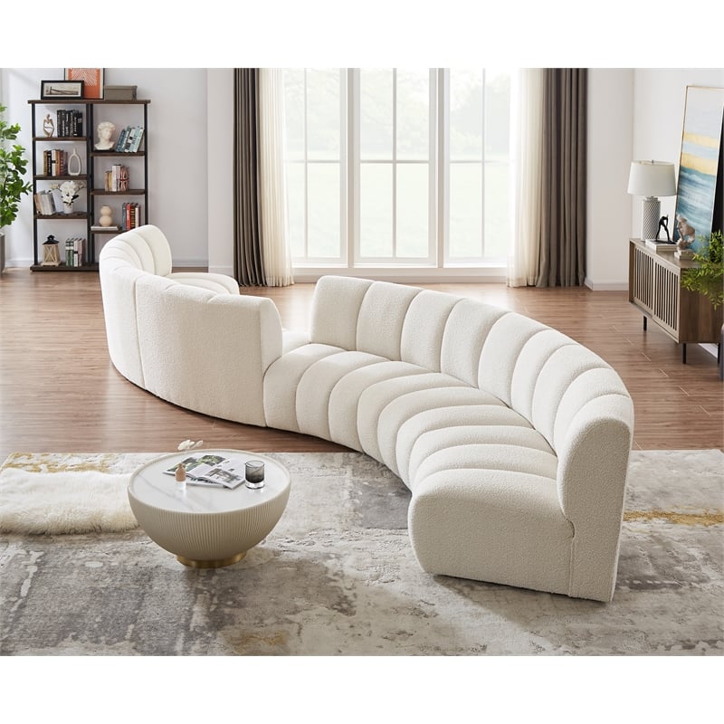 Meridian Furniture Infinity Cream Boucle Fabric 6pc. Modular Sectional