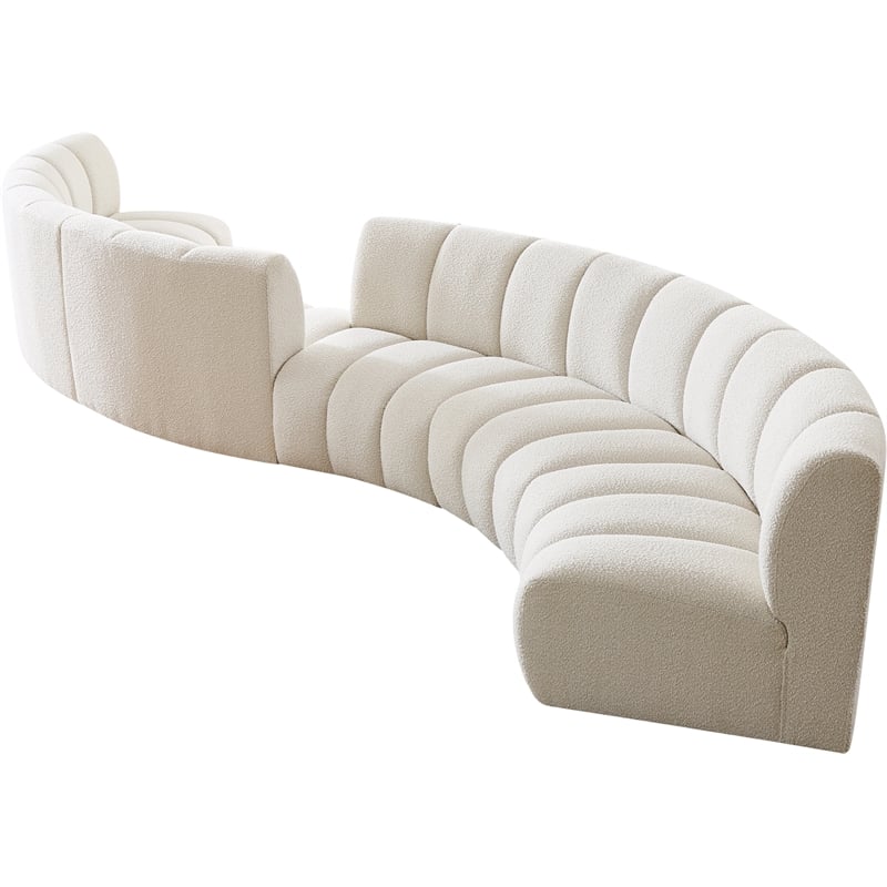 Meridian Furniture Infinity Cream Boucle Fabric 6pc. Modular Sectional