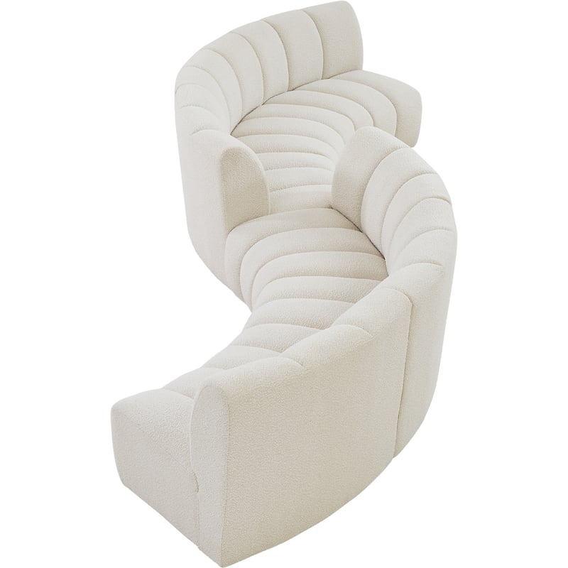 Meridian Furniture Infinity Cream Boucle Fabric 6pc. Modular Sectional