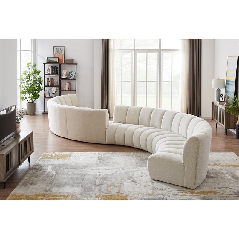 Meridian Furniture Infinity Cream Boucle Fabric 8pc. Modular Sectional