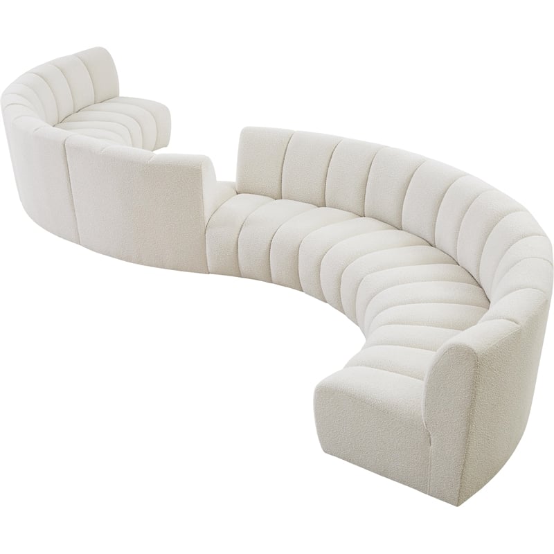 Meridian Furniture Infinity Cream Boucle Fabric 8pc. Modular Sectional