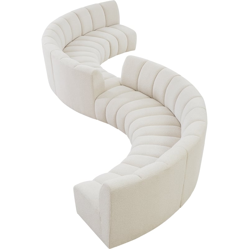 Meridian Furniture Infinity Cream Boucle Fabric 8pc. Modular Sectional
