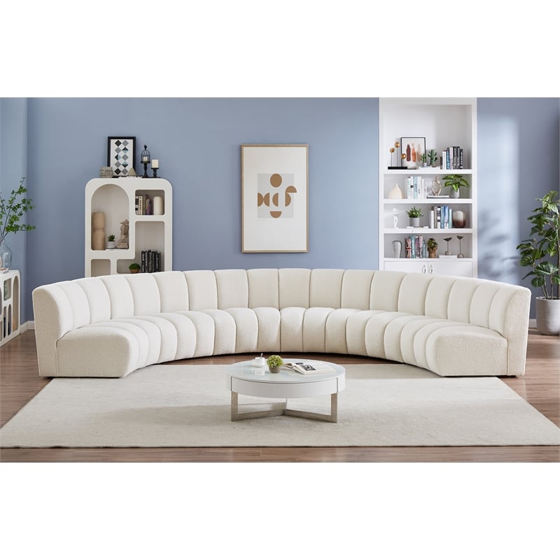 Meridian Furniture Infinity Cream Boucle Fabric 6pc. Modular Sectional