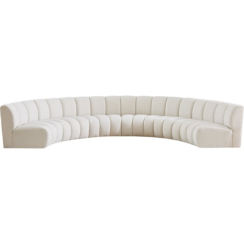 Meridian Furniture Infinity Cream Boucle Fabric 6pc. Modular Sectional