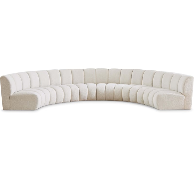 Meridian Furniture Infinity Cream Boucle Fabric 6pc. Modular Sectional