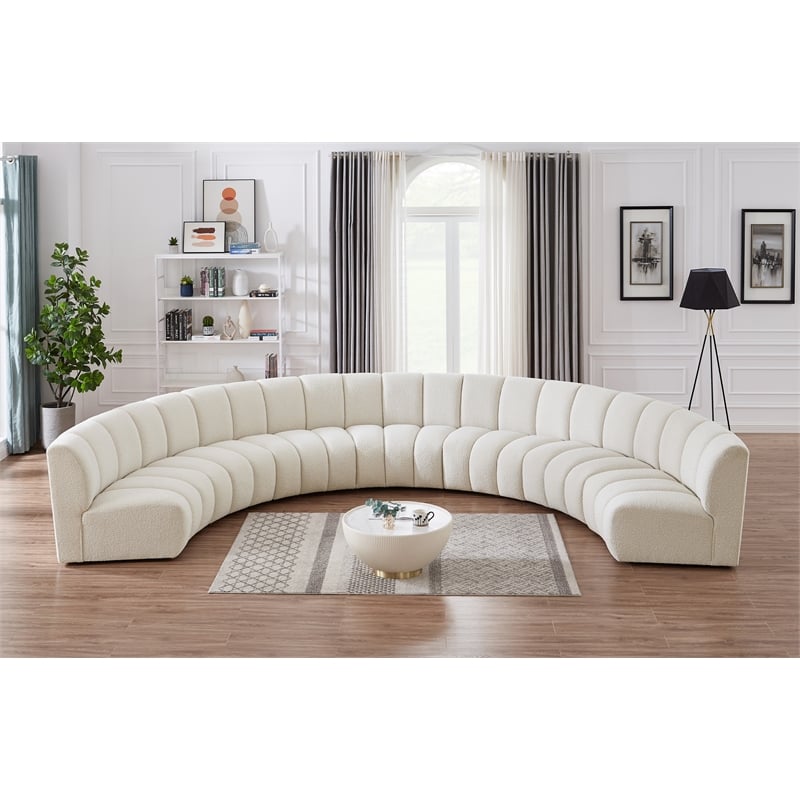 Meridian Furniture Infinity Cream Boucle Fabric 7pc. Modular Sectional