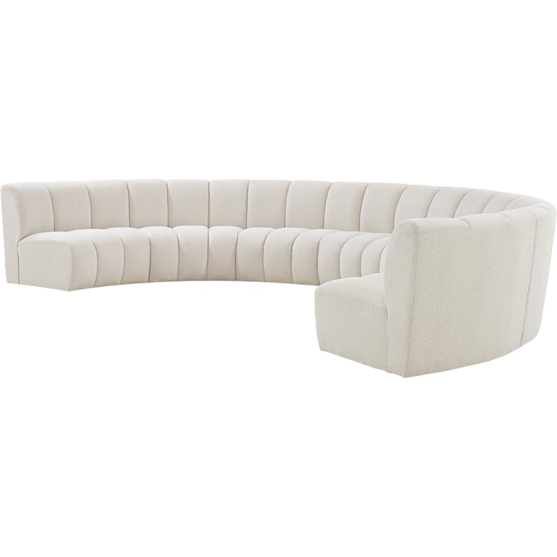 Meridian Furniture Infinity Cream Boucle Fabric 7pc. Modular Sectional