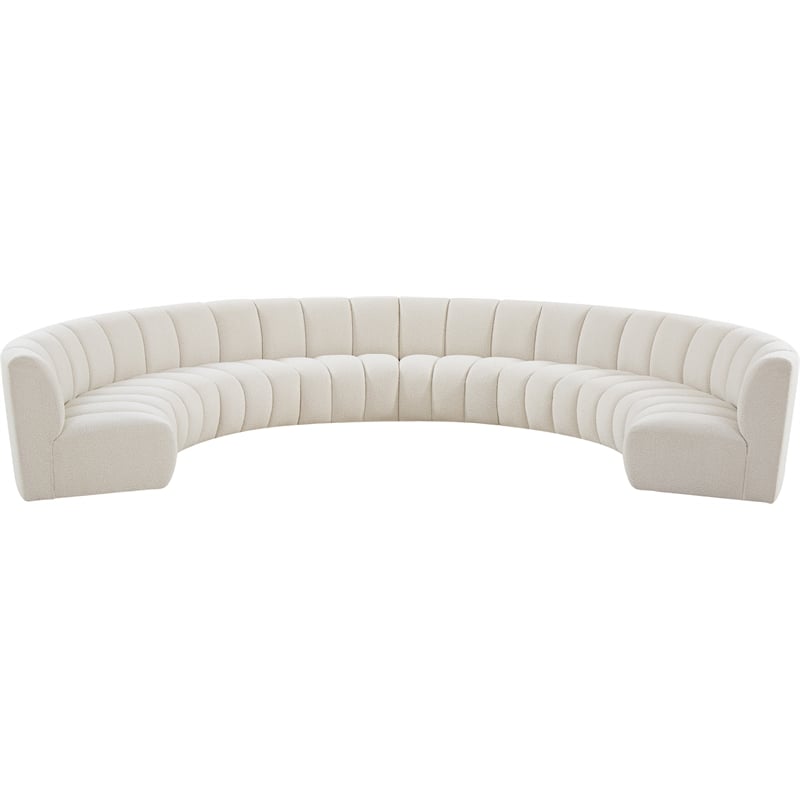 Meridian Furniture Infinity Cream Boucle Fabric 8pc. Modular Sectional