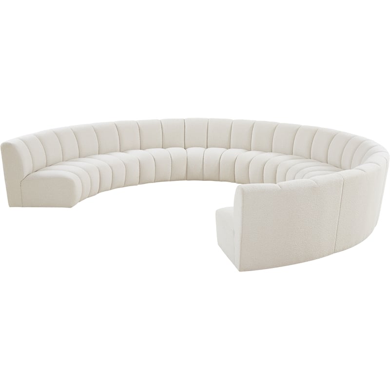 Meridian Furniture Infinity Cream Boucle Fabric 9pc. Modular Sectional
