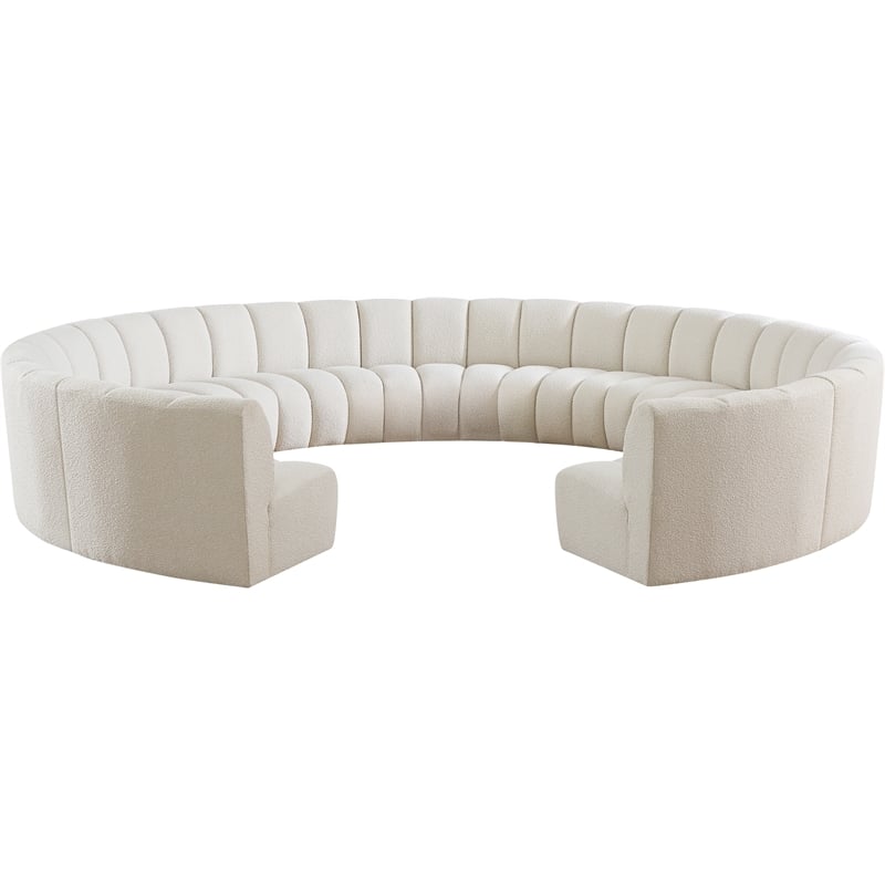 Meridian Furniture Infinity Cream Boucle Fabric 11pc. Modular Sectional